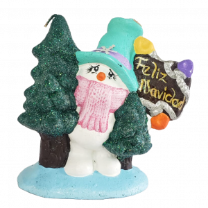 Muñeco de Nieve con letrero "Feliz Navidad"