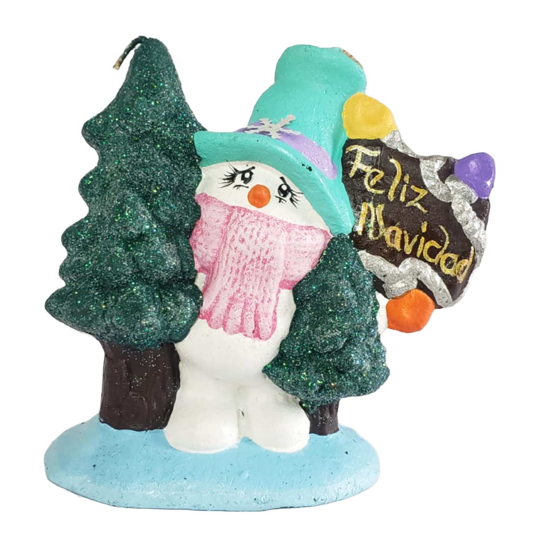 Muñeco de Nieve con letrero "Feliz Navidad"