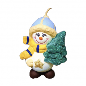 Vela muñeco de nieve con pino